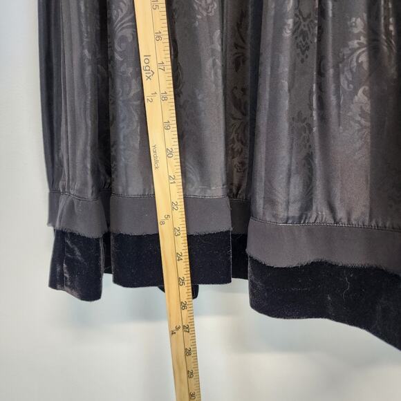 Dorothee Bis Pleated Skirt Size 8 Black Velvet Trim Acanthus A-line Whimsigoth - Picture 7 of 11
